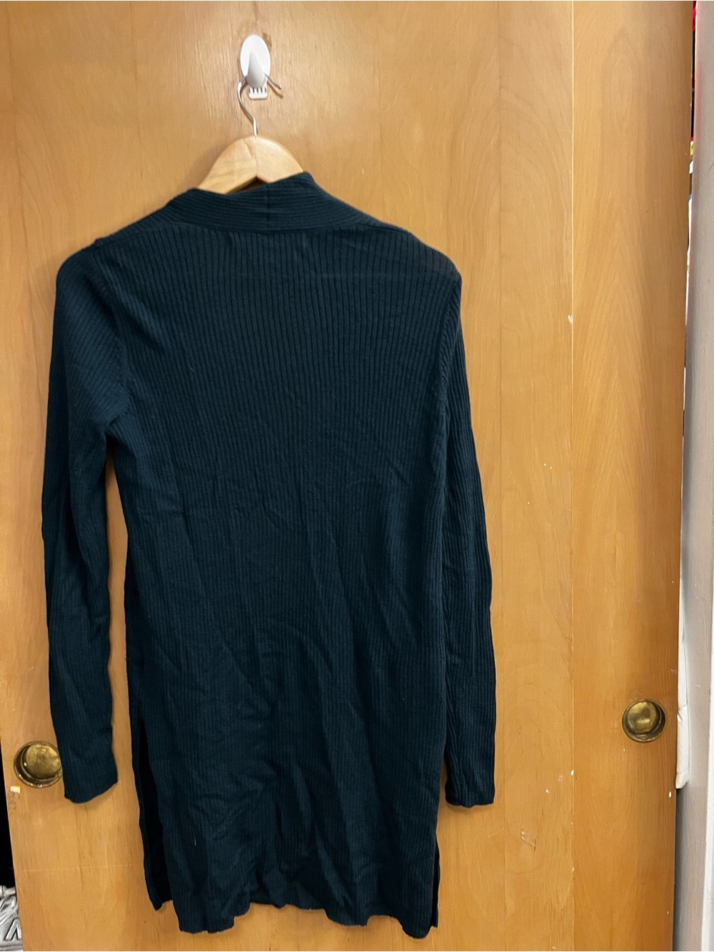 Max Studio Black Open-Front Ribbed Cardigan - Picture 3 of 3